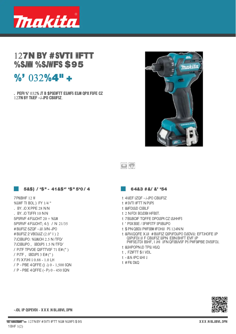 Page 1 de la notice Fiche technique Makita DF032DSAJ