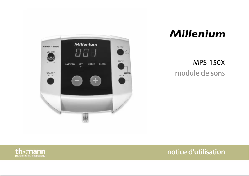 Page 1 de la notice Manuel utilisateur Millenium MPS-150X