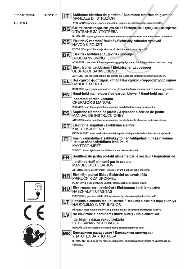 Page n°1 - Manuel utilisateur Alpina BL 2.6 E