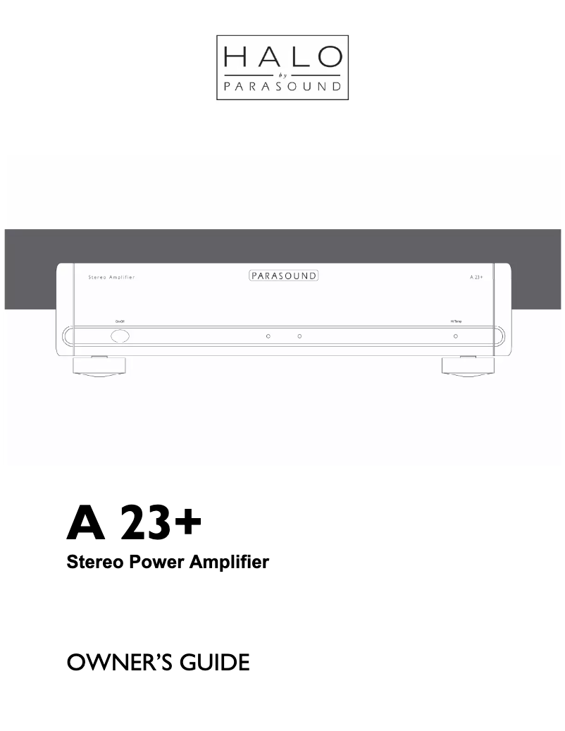 Page n°1 - Manuel utilisateur Parasound Halo A 23+