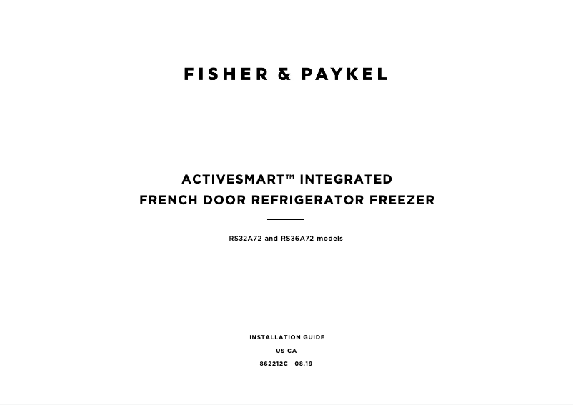 Page n°1 - Guide d'installation Fisher & Paykel RS32A72J1