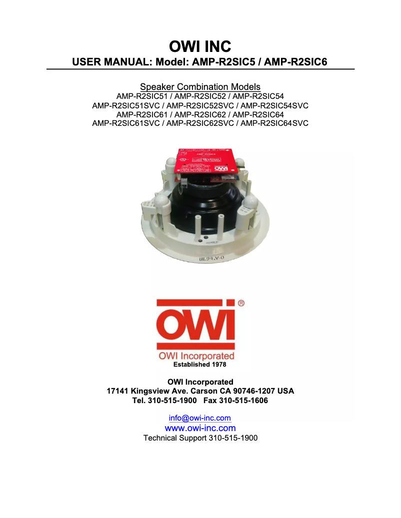 Page 1 de la notice Manuel utilisateur OWI AMP-R2SIC52