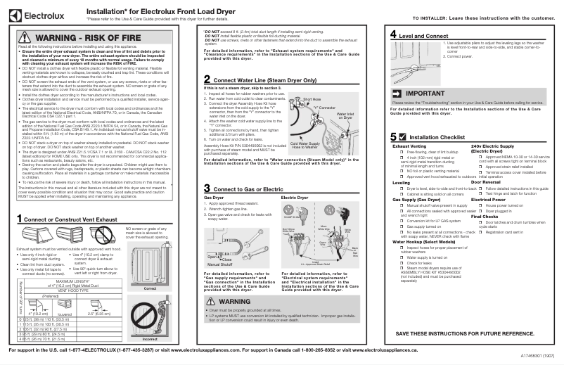Imagen de la primera página del manual del dispositivo ELFG7637AW