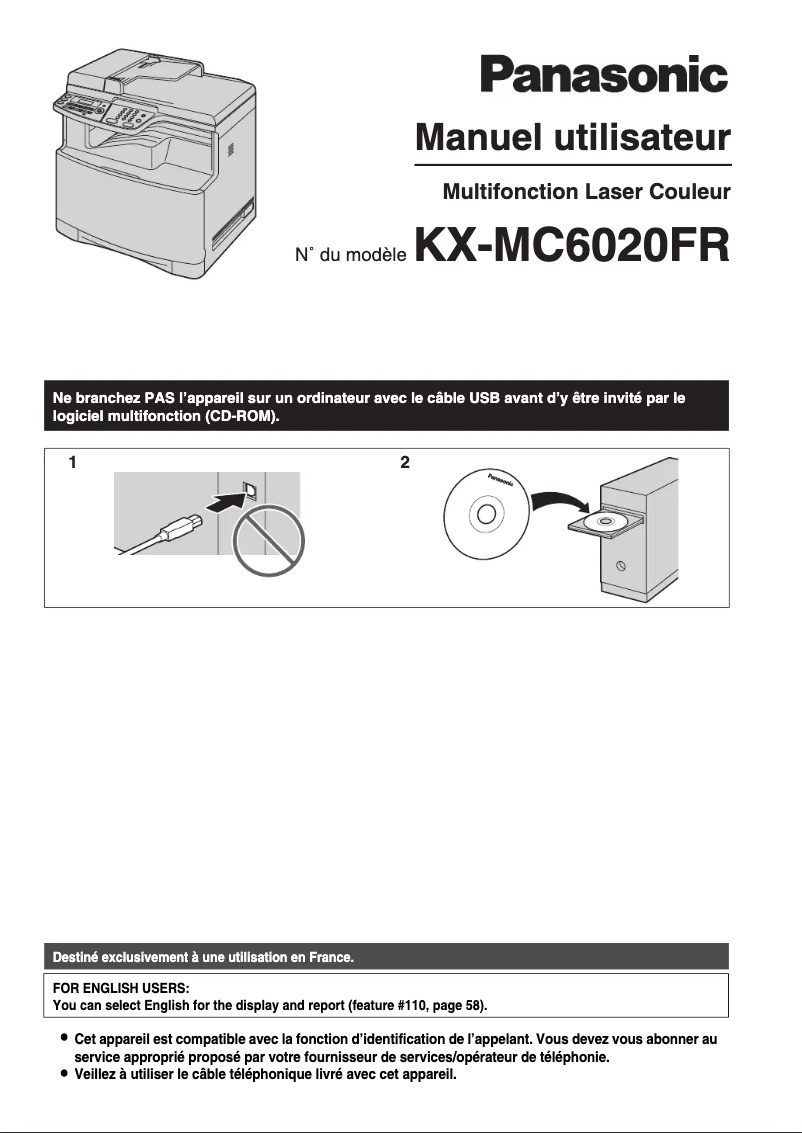 Page 1 de la notice Manuel utilisateur Panasonic KX-MC6020FR