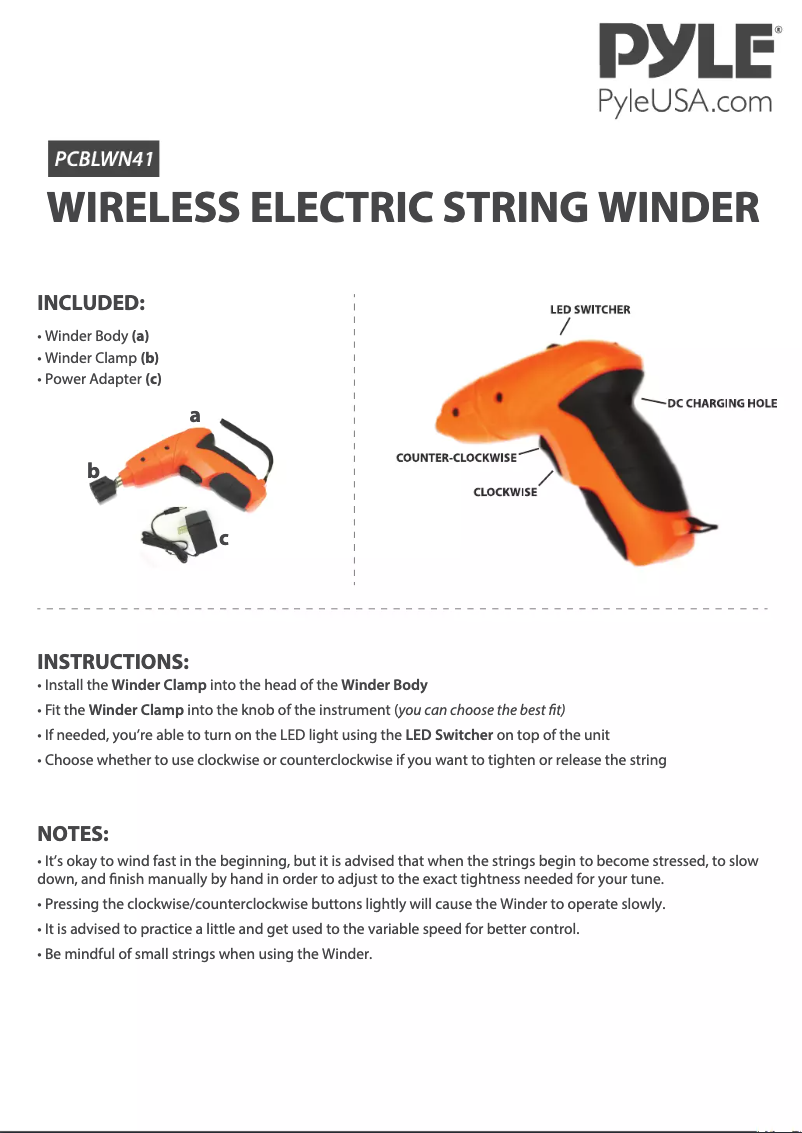Page 1 de la notice Manuel utilisateur Pyle PCBLWN41