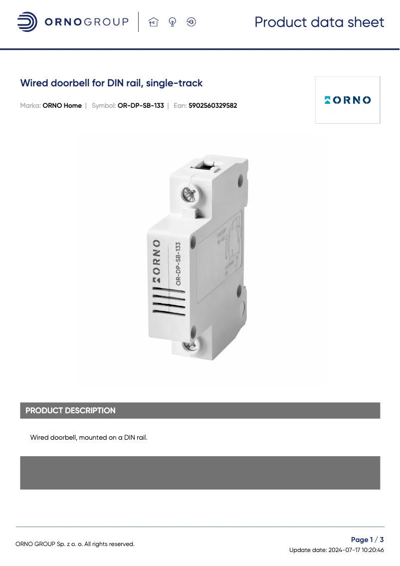 Página 1 del manual Ficha técnica ORNO OR-DP-SB-133