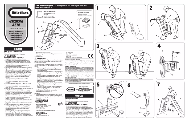 Page 1 de la notice Manuel utilisateur Little Tikes Easy Store Large Slide