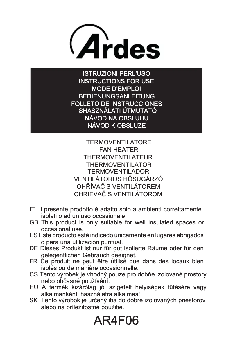 Page n°1 - Manuel utilisateur Ardes AR4F06