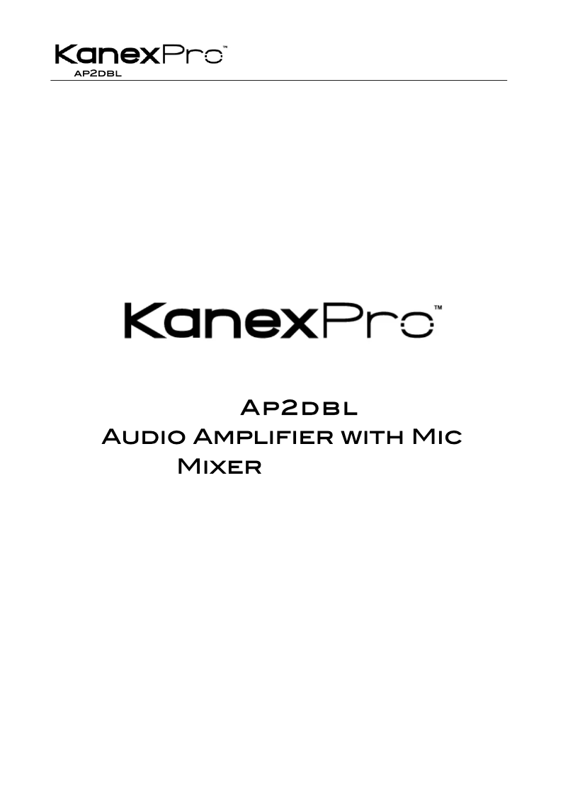 Page n°1 - Manuel utilisateur KanexPro AP2DBL