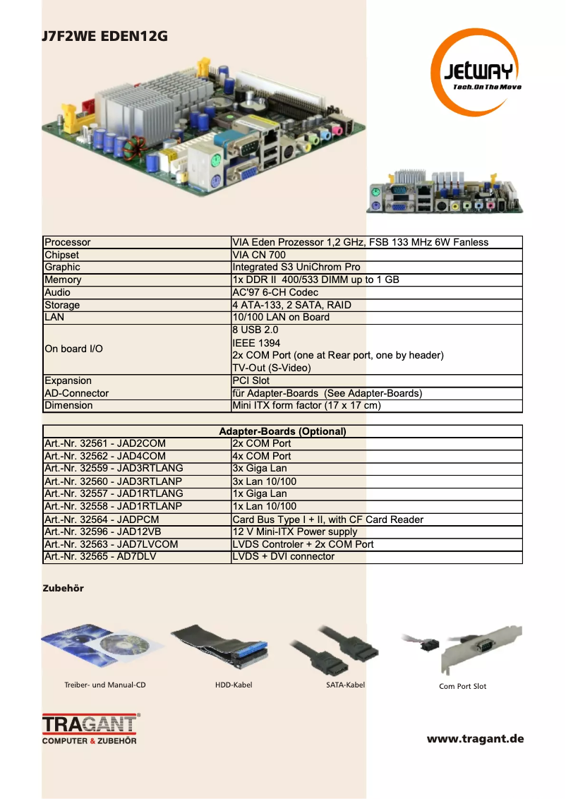 Página 1 del manual Manual de usuario Jetway J7F2WE EDEN12G