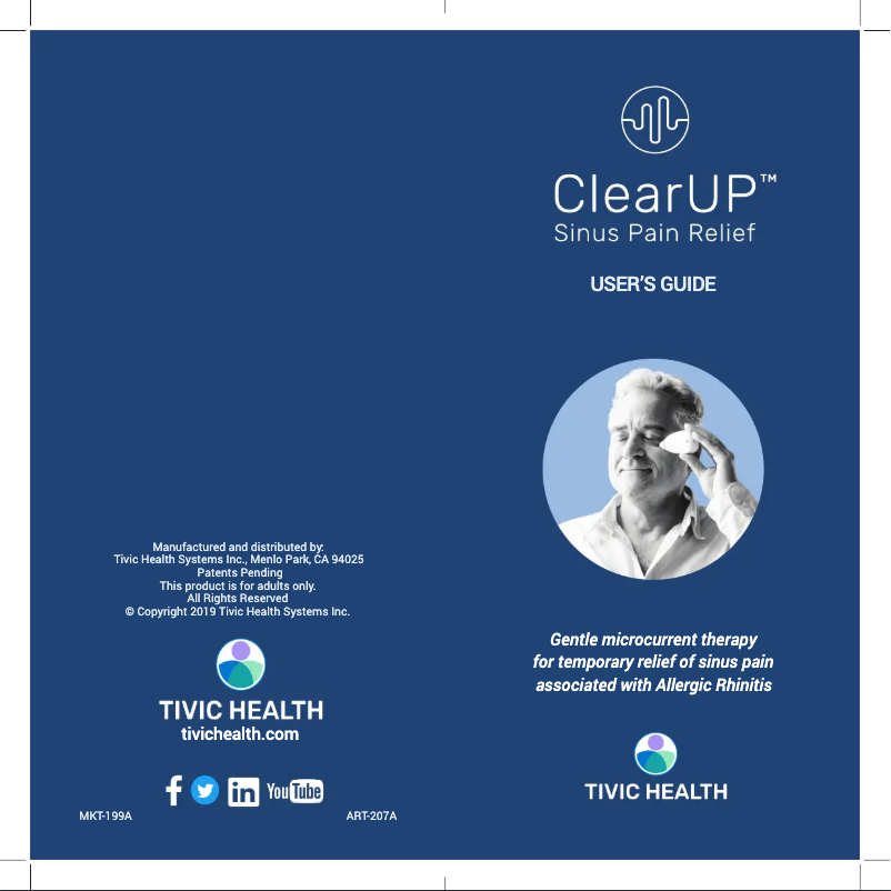 Page n°1 - Manuel utilisateur Tivic Health ClearUP