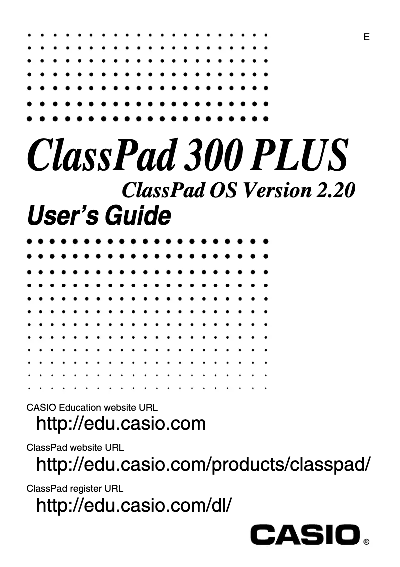 Page n°1 - Manuel utilisateur Casio ClassPad 300