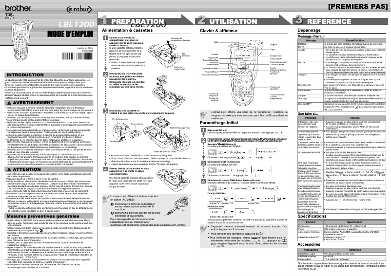 Page 1 de la notice Manuel utilisateur Brother LBL-1200
