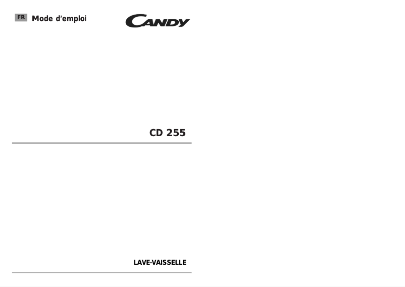 Page n°1 - Manuel utilisateur Candy LS CD 255 FR