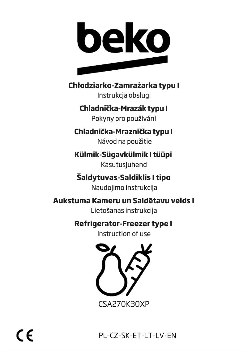 Page 1 de la notice Manuel utilisateur Beko CSA270K30XPN