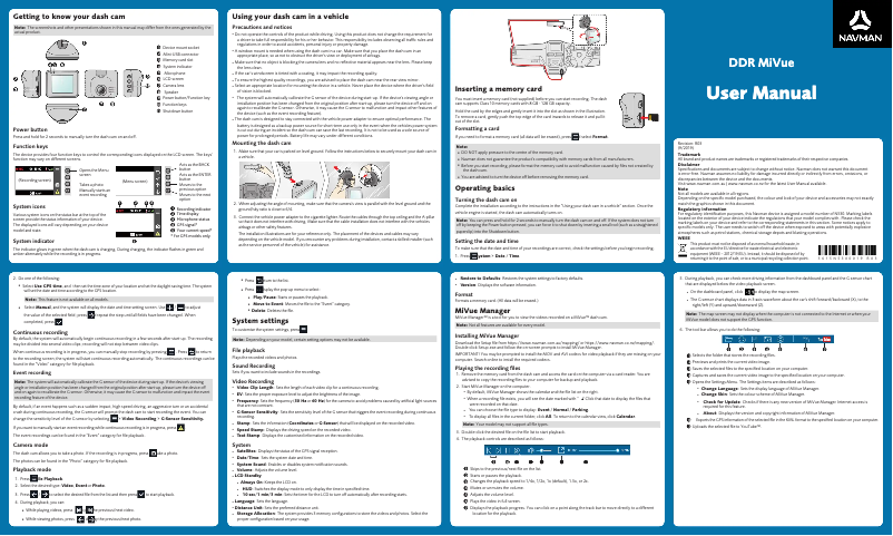 Image de la première page du manuel de l'appareil MiVue 730