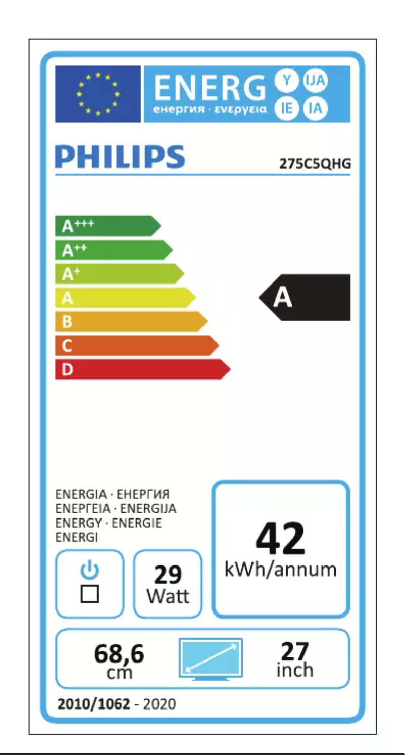 Page n°1 - Label énergétique Philips 275C5QHGSW
