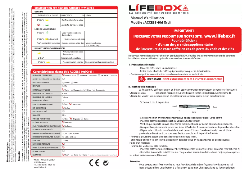 Page 1 de la notice Manuel utilisateur Lifebox ACCESS 40d Ordi