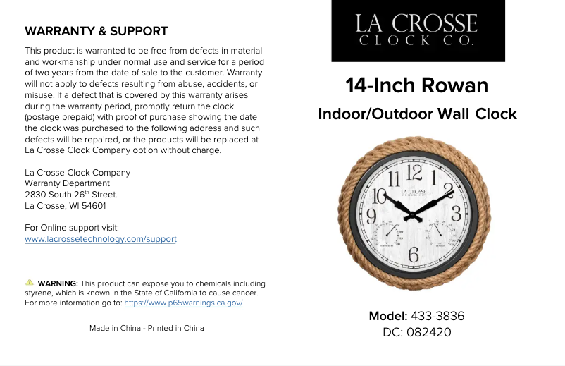 Image de la première page du manuel de l'appareil 433-3836