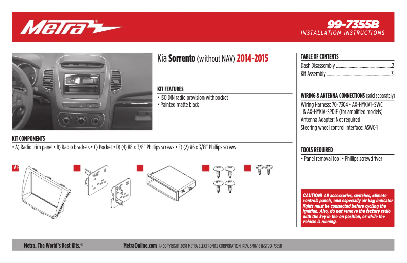 Page n°1 - Guide d'installation Metra 99-7355B