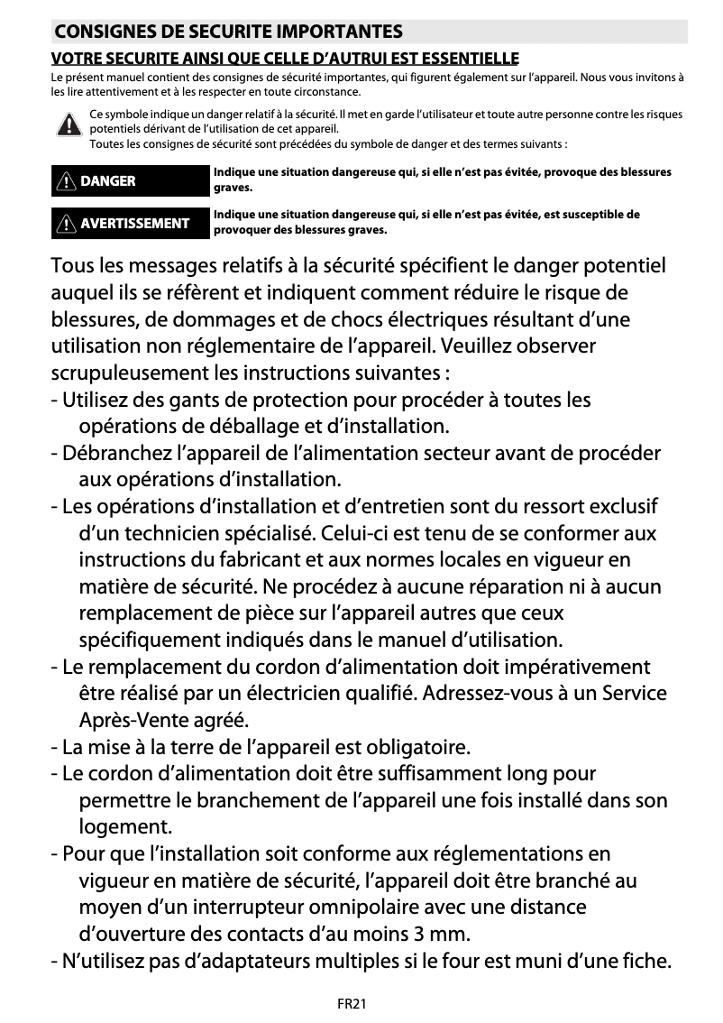 Page 1 de la notice Manuel utilisateur Whirlpool AKZM 803/NB