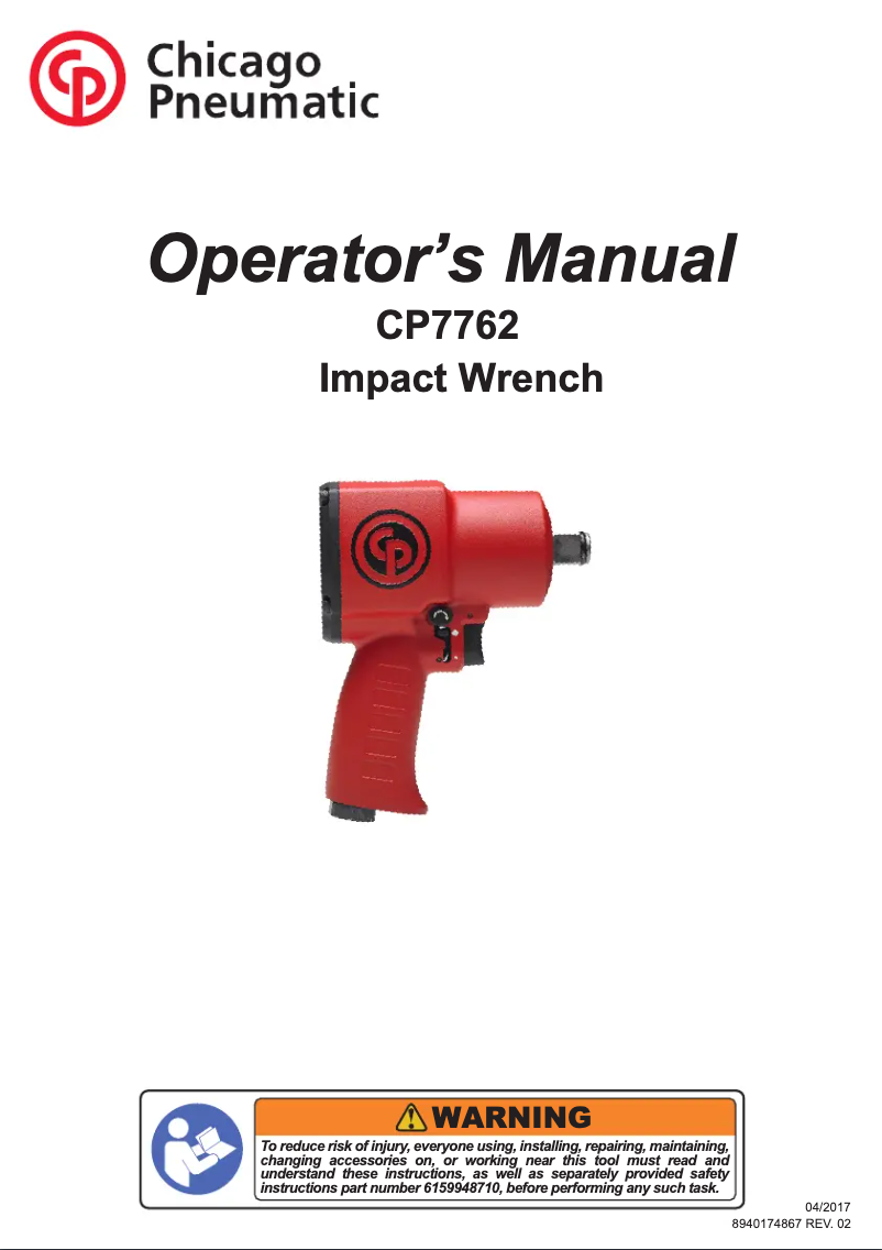 Page n°1 - Manuel utilisateur Chicago Pneumatic CP7762