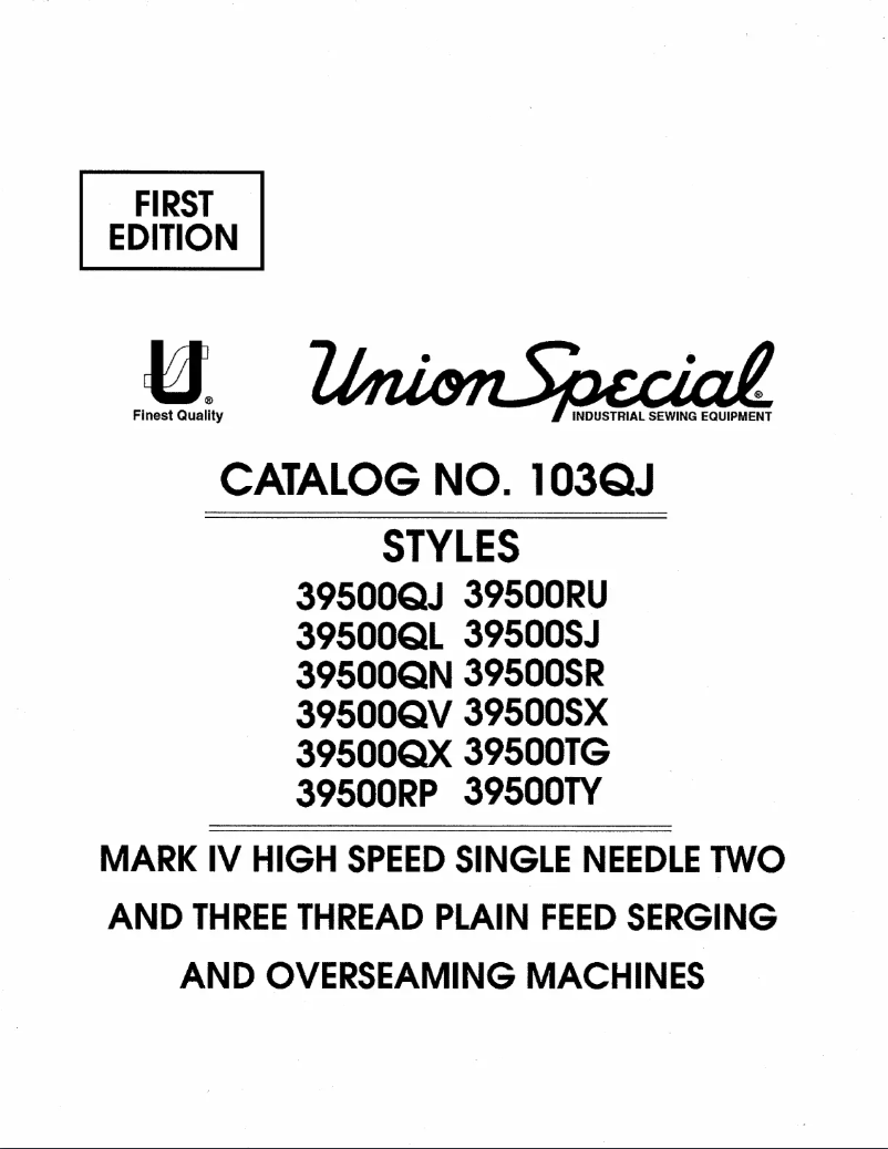 Page 1 de la notice Manuel utilisateur Union Special 39500RP