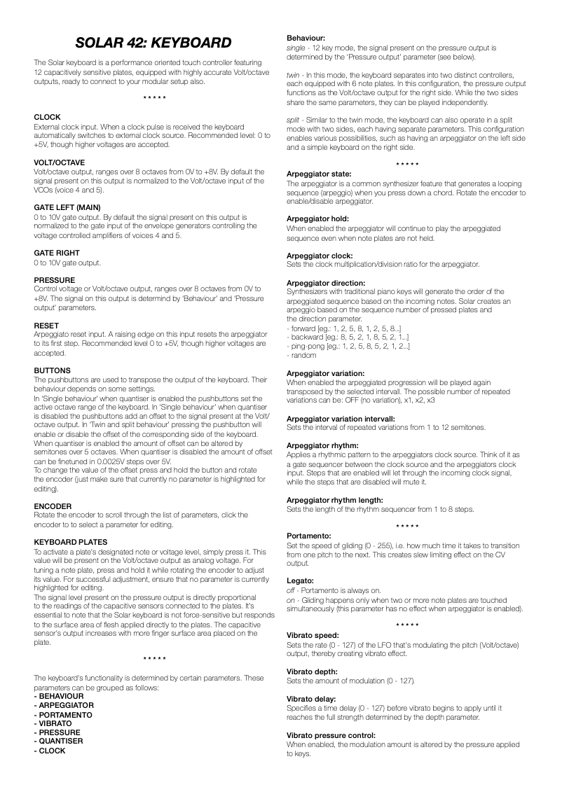 Image de la première page du manuel de l'appareil Solar 42