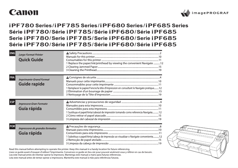 Image de la première page du manuel de l'appareil imagePROGRAF iPF680