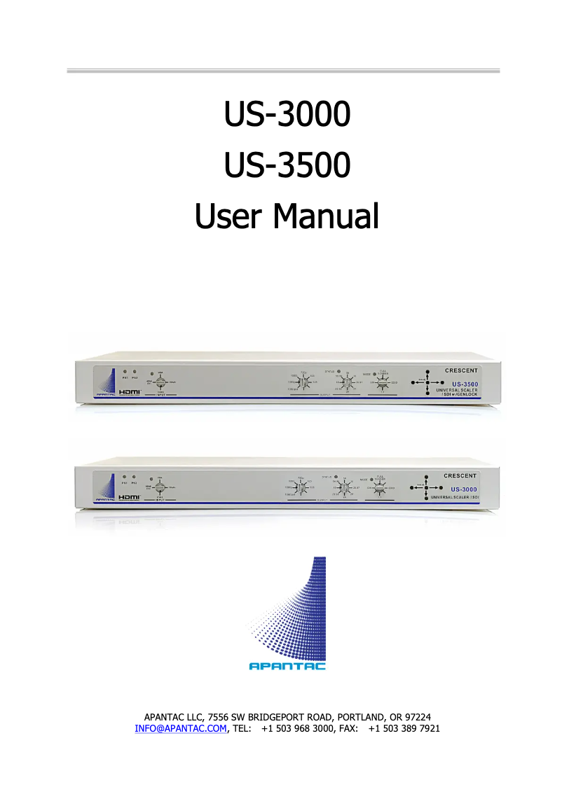 Page n°1 - Manuel utilisateur Apantac US-3000