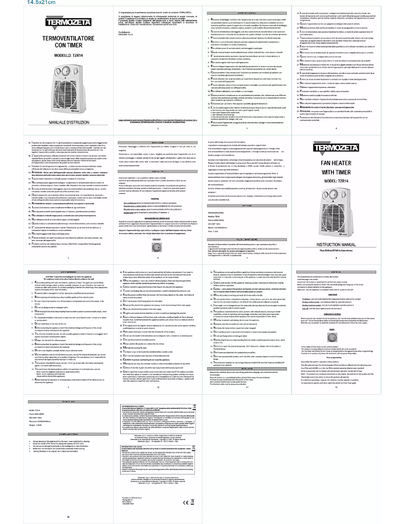 Page 1 de la notice Manuel utilisateur Termozeta TZR14