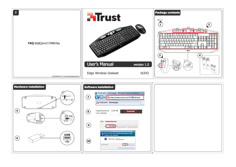 Page 1 de la notice Manuel utilisateur Trust MaxTrack Wireless Deskset