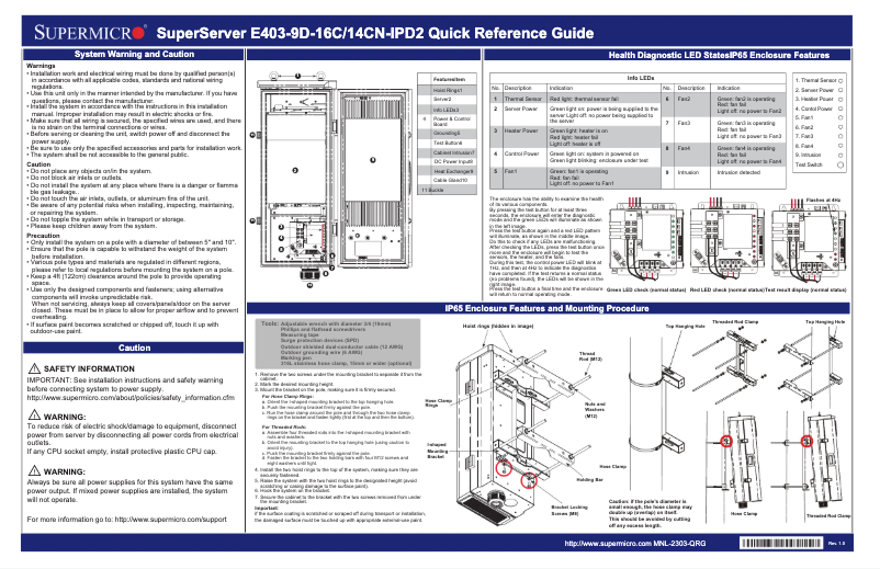 Page 1 de la notice Guide de démarrage rapide Supermicro SuperServer E403-9D-16C-IPD2