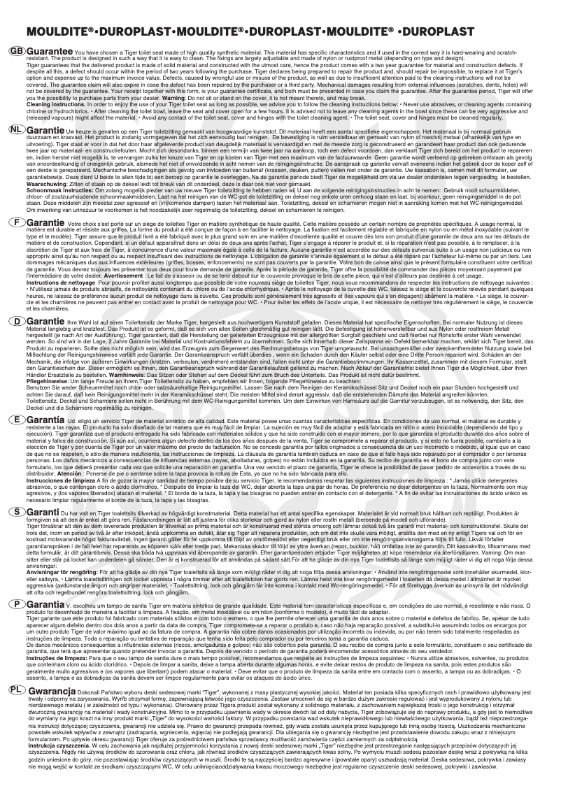 Page 1 de la notice Manuel utilisateur Tiger Estoril