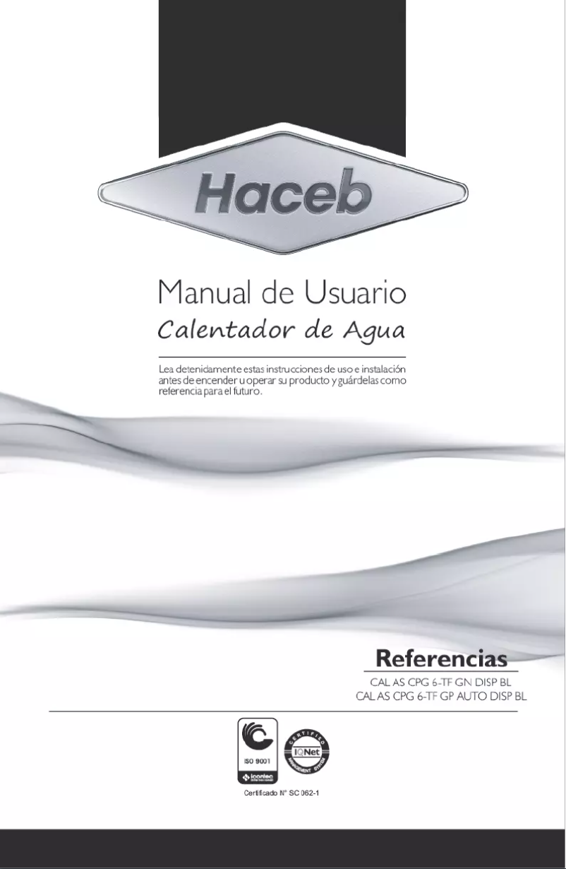 Page n°1 - Manuel utilisateur Haceb Assento CPG 6TF AUTO DISP BLA