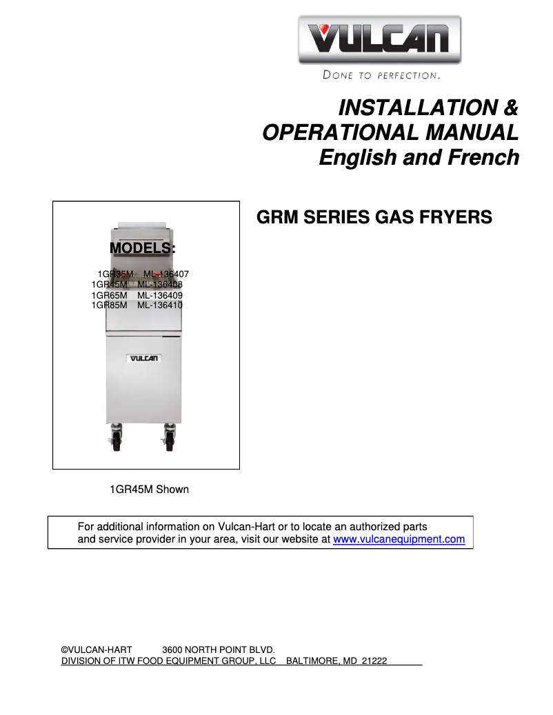 Page 1 de la notice Manuel utilisateur Vulcan GR65