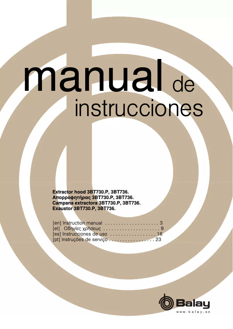 Page 1 de la notice Manuel utilisateur Balay 3BT736B