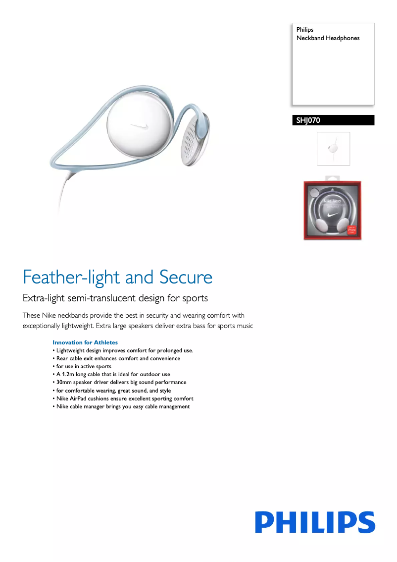 Page n°1 - Brochure Philips SHJ070