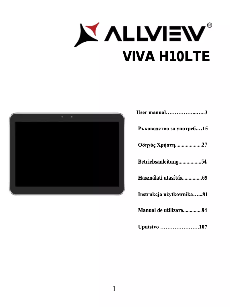 Page 1 de la notice Manuel utilisateur Allview Viva H10 LTE