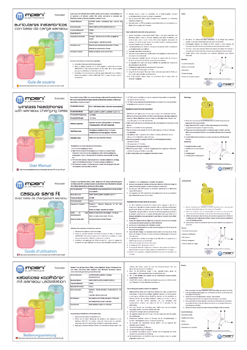 Page 1 de la notice Manuel utilisateur Imperii Electronics TE.03.0363.03