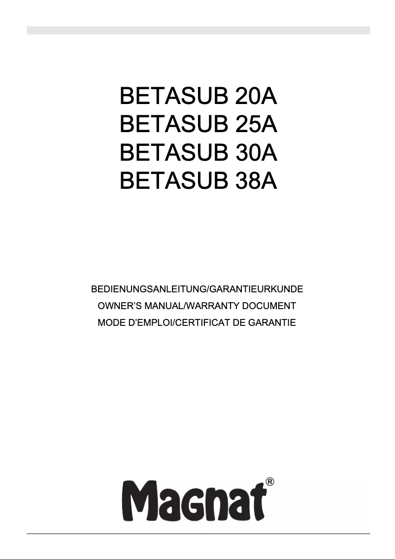 Image de la première page du manuel de l'appareil Betasub 25 A
