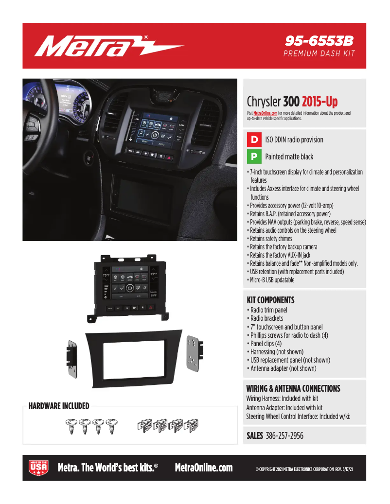 Page 1 de la notice Fiche technique Metra 95-6553B