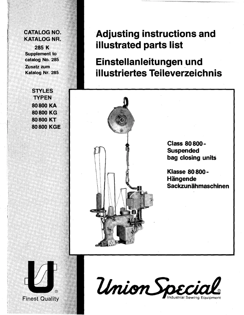 Page 1 de la notice Manuel utilisateur Union Special 80800KT