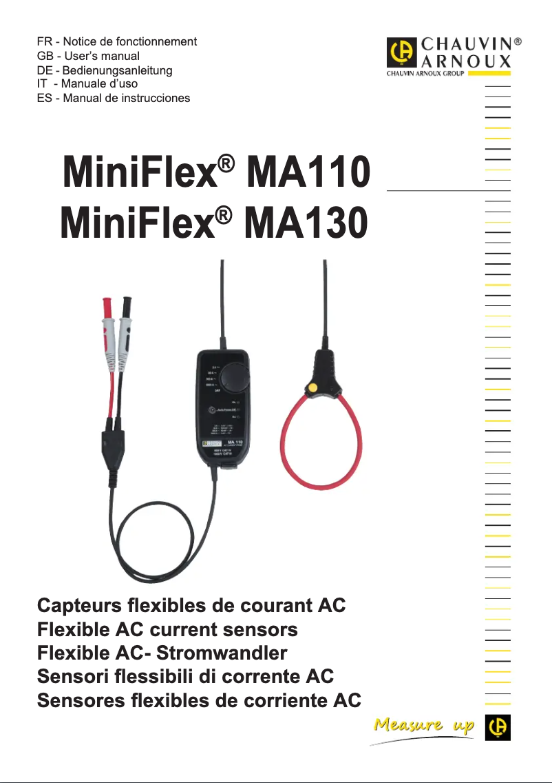 Page 1 de la notice Manuel utilisateur Chauvin Arnoux MiniFlex MA110