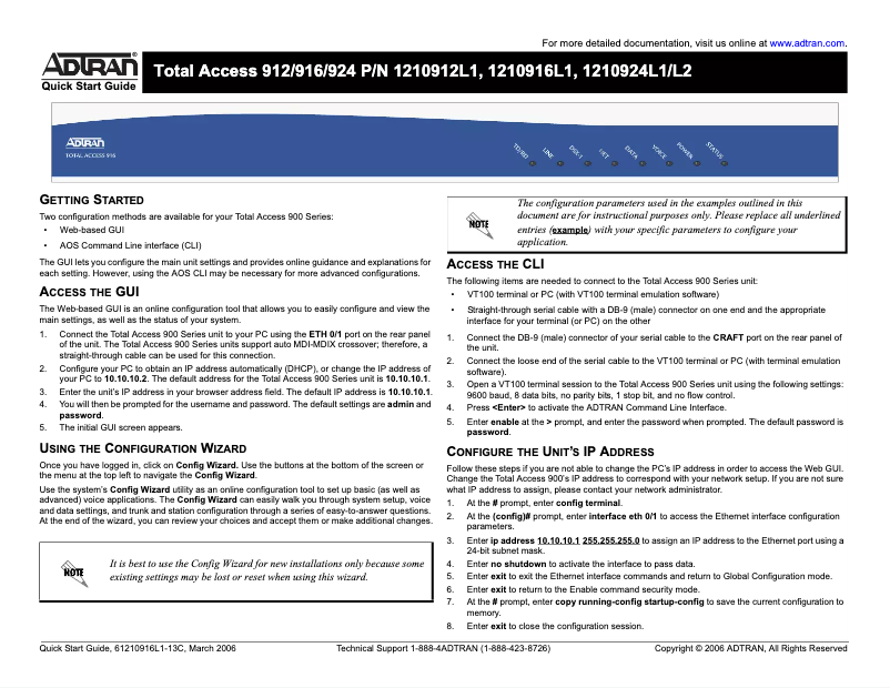 Image de la première page du manuel de l'appareil Total Access 912