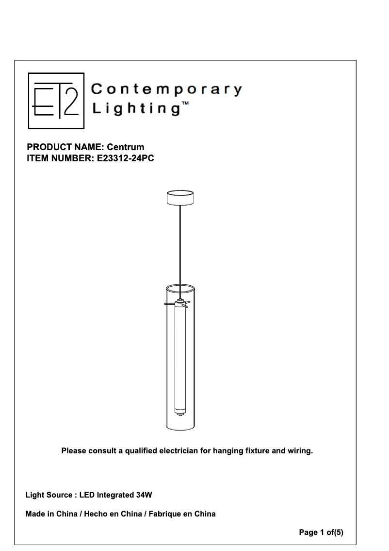 Image de la première page du manuel de l'appareil Centrum E23312-24PC