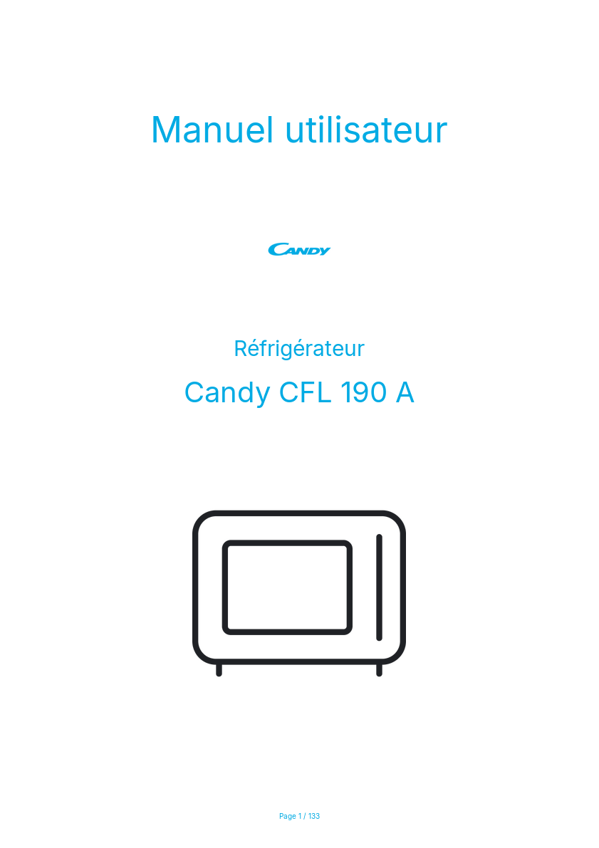 Page n°1 - Manuel utilisateur Candy CFL 190 A