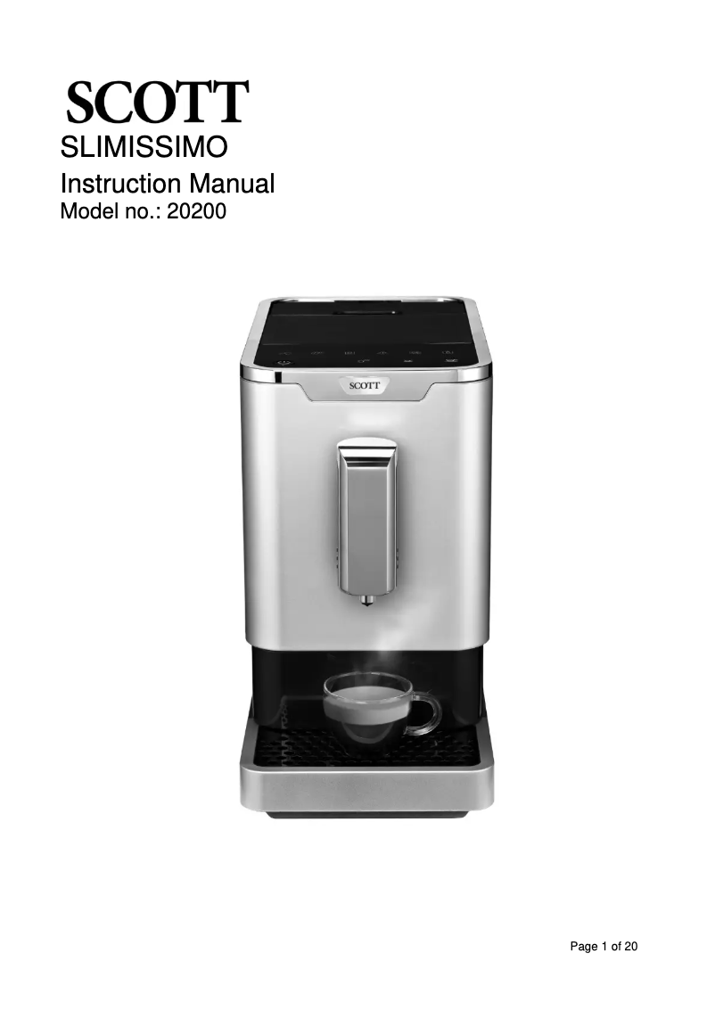 Image de la première page du manuel de l'appareil Slimissimo 20200