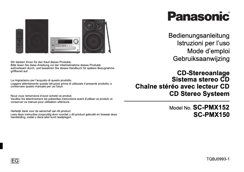 Page 1 de la notice Manuel utilisateur Panasonic SC-PMX152