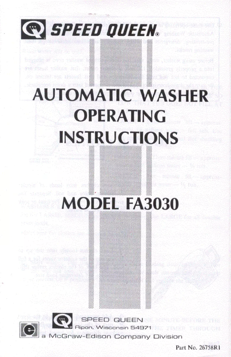 Page n°1 - Manuel utilisateur Speed Queen FA3030